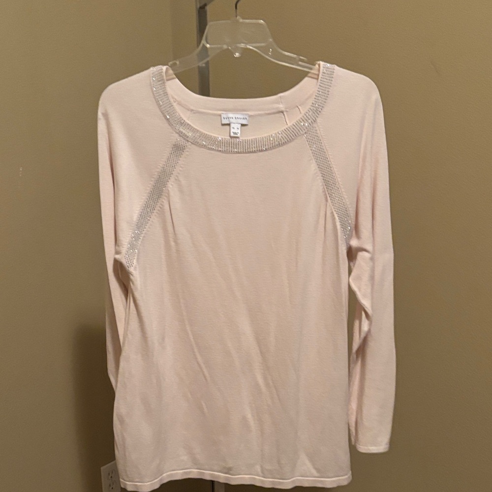Susan Graver Women's Long Sleeve Cream Top
